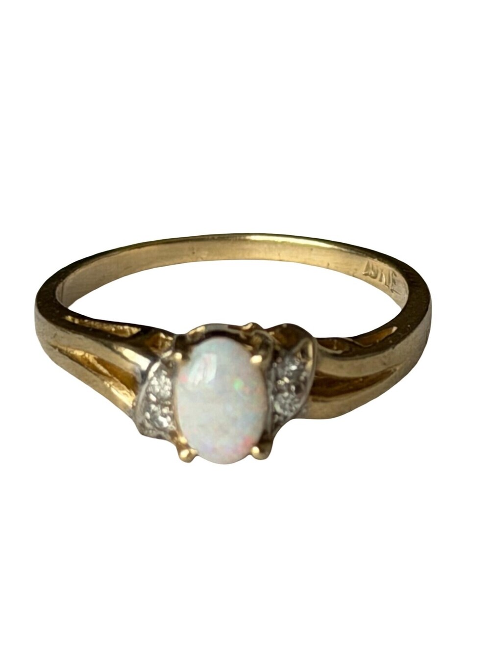 10K Gold Natural Opal and Diamond Ring C. Early 2000s | Size 7 Never Worn